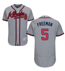 Men's Majestic Atlanta Braves #5 Freddie Freeman Grey Road Flex Base Authentic Collection MLB Jersey