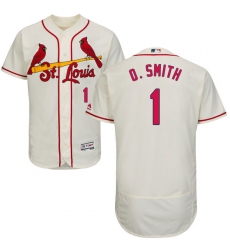 Men's Majestic St. Louis Cardinals #1 Ozzie Smith Cream Alternate Flex Base Authentic Collection MLB Jersey