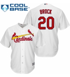 Men's Majestic St. Louis Cardinals #20 Lou Brock Replica White Home Cool Base MLB Jersey