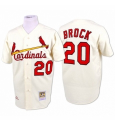 Men's Mitchell and Ness St. Louis Cardinals #20 Lou Brock Authentic Cream Throwback MLB Jersey