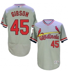 Men's Majestic St. Louis Cardinals #45 Bob Gibson Grey Flexbase Authentic Collection Cooperstown MLB Jersey