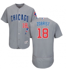 Men's Majestic Chicago Cubs #18 Ben Zobrist Grey Road Flex Base Authentic Collection MLB Jersey