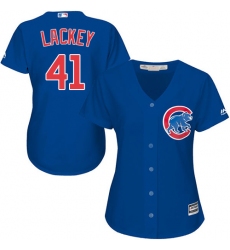 Women's Majestic Chicago Cubs #41 John Lackey Authentic Royal Blue Alternate MLB Jersey
