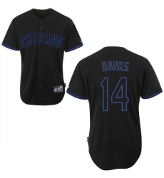 Men's Majestic Chicago Cubs #14 Ernie Banks Replica Black Fashion MLB Jersey