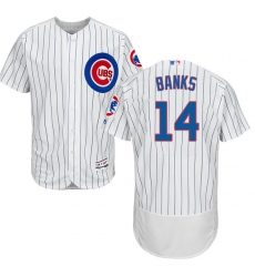Men's Majestic Chicago Cubs #14 Ernie Banks White Home Flex Base Authentic Collection MLB Jersey