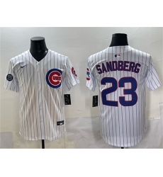 Men's Chicago Cubs #23 Ryne Sandberg White Pinstripe 'Ryne Sandberg Tribute' Vapor Limited V2 Stitched Baseball Jersey
