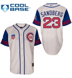 Men's Majestic Chicago Cubs #23 Ryne Sandberg Authentic Cream/Blue 1942 Turn Back The Clock MLB Jersey