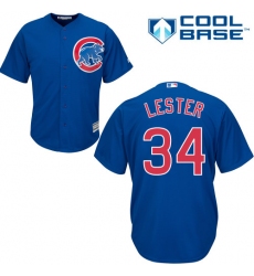 Women's Majestic Chicago Cubs #34 Jon Lester Authentic Royal Blue Alternate MLB Jersey