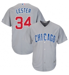 Youth Majestic Chicago Cubs #34 Jon Lester Authentic Grey Road Cool Base MLB Jersey