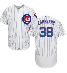 Men's Majestic Chicago Cubs #38 Carlos Zambrano White Home Flex Base Authentic Collection MLB Jersey