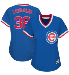 Women's Majestic Chicago Cubs #38 Carlos Zambrano Authentic Royal Blue Cooperstown MLB Jersey