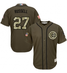 Men's Majestic Chicago Cubs #27 Addison Russell Authentic Green Salute to Service MLB Jersey