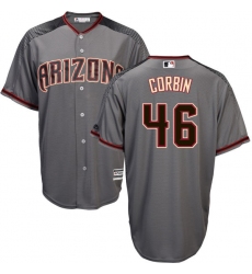 Men's Majestic Arizona Diamondbacks #46 Patrick Corbin Replica Grey Road Cool Base MLB Jersey