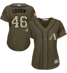 Women's Majestic Arizona Diamondbacks #46 Patrick Corbin Replica Green Salute to Service MLB Jersey