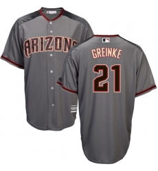 Men's Majestic Arizona Diamondbacks #21 Zack Greinke Replica Grey Road Cool Base MLB Jersey