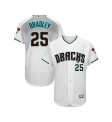 Men's Arizona Diamondbacks #25 Archie Bradley White Teal Alternate Authentic Collection Flex Base Baseball Jersey