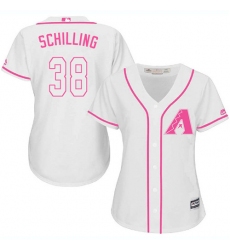 Women's Majestic Arizona Diamondbacks #38 Curt Schilling Authentic White Fashion MLB Jersey