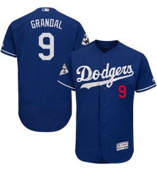 Men's Majestic Los Angeles Dodgers #9 Yasmani Grandal Authentic Royal Blue Alternate 2017 World Series Bound Flex Base MLB Jersey