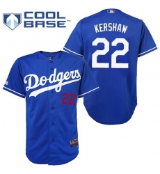 Youth Majestic Los Angeles Dodgers #22 Clayton Kershaw Authentic Royal Blue Cool Base MLB Jersey