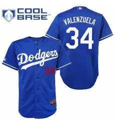 Youth Majestic Los Angeles Dodgers #34 Fernando Valenzuela Authentic Royal Blue Cool Base MLB Jersey