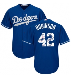 Men's Majestic Los Angeles Dodgers #42 Jackie Robinson Authentic Royal Blue Team Logo Fashion Cool Base MLB Jersey