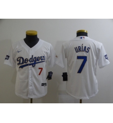 Youth Nike Los Angeles Dodgers #7 Julio Urias White Series Champions Authentic Jersey