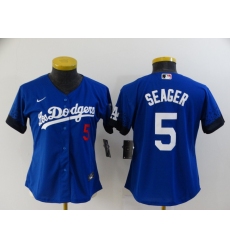 Women's Los Angeles Dodgers #5 Corey Seager Blue Game City Player Jersey
