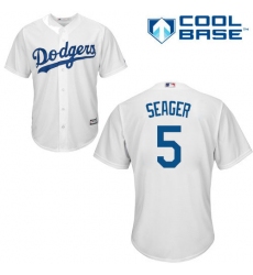 Youth Majestic Los Angeles Dodgers #5 Corey Seager Authentic White Home Cool Base MLB Jersey