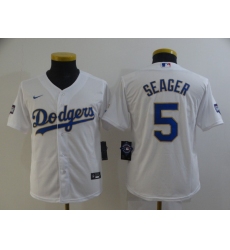 Youth Nike Los Angeles Dodgers #5 Corey Seager White Series Champions Jersey