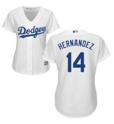 Women's Majestic Los Angeles Dodgers #14 Enrique Hernandez Authentic White Home Cool Base MLB Jersey