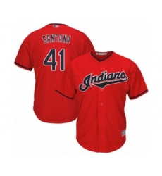 Youth Cleveland Indians #41 Carlos Santana Authentic Scarlet Alternate 2 Cool Base Baseball Jersey