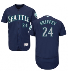 Men's Majestic Seattle Mariners #24 Ken Griffey Navy Blue Alternate Flex Base Authentic Collection MLB Jersey