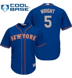 Youth Majestic New York Mets #5 David Wright Authentic Royal Blue Alternate Road Cool Base MLB Jersey