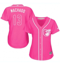 Women's Majestic Baltimore Orioles #13 Manny Machado Authentic Pink Fashion Cool Base MLB Jersey