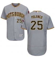 Men's Majestic Pittsburgh Pirates #25 Gregory Polanco Grey Road Flex Base Authentic Collection MLB Jersey