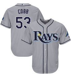 Youth Majestic Tampa Bay Rays #53 Alex Cobb Authentic Grey Road Cool Base MLB Jersey