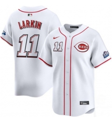 Men's Cincinnati Reds #11 Barry Larkin White 2025 Speedway Classic Home Limited Stitched Baseball Jersey