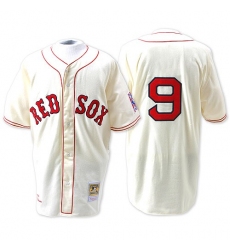 Men's Mitchell and Ness Boston Red Sox #9 Ted Williams Authentic Cream Throwback MLB Jersey
