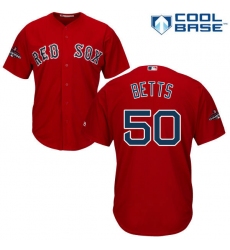 Youth Majestic Boston Red Sox #50 Mookie Betts Authentic Red Alternate Home Cool Base 2018 World Series Champions MLB Jersey