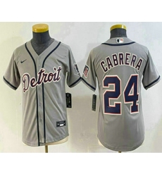 Youth Detroit Tigers #24 Miguel Cabrera Grey Cool Base Stitched Jersey