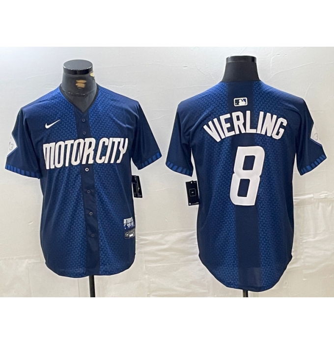 Men's Detroit Tigers #8 Matt Vierling Navy 2024 City Connect Cool Base Limited Stitched Jersey