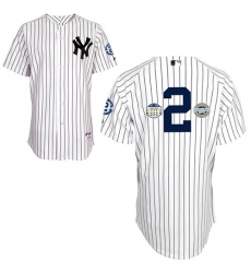 Men's Majestic New York Yankees #2 Derek Jeter Authentic White w/Commemorative Final Season & Inaugural Season & Retirement Patch MLB Jersey