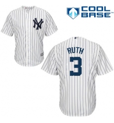 Youth Majestic New York Yankees #3 Babe Ruth Authentic White Home MLB Jersey