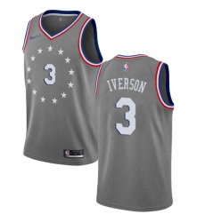 Men's Nike Philadelphia 76ers #3 Allen Iverson Swingman Gray NBA Jersey - City Edition