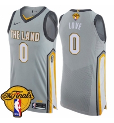 Men's Nike Cleveland Cavaliers #0 Kevin Love Authentic Gray 2018 NBA Finals Bound NBA Jersey - City Edition