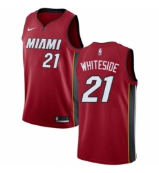 Youth Nike Miami Heat #21 Hassan Whiteside Authentic Red NBA Jersey Statement Edition
