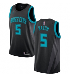 Men's Nike Jordan Charlotte Hornets #5 Nicolas Batum Authentic Black NBA Jersey - 2018 19 City Edition