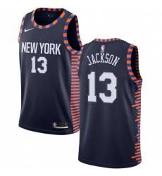 Men's Nike New York Knicks #13 Mark Jackson Swingman Navy Blue NBA Jersey - 2018 19 City Edition