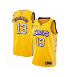 Men's Los Angeles Lakers #13 Wilt Chamberlain Swingman Gold 2019-20 City Edition Basketball Jersey