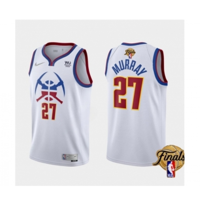 Men's Denver Nuggets #27 Jamal Murray White 2023 Finals Earned Edition Stitched Basketball Jersey